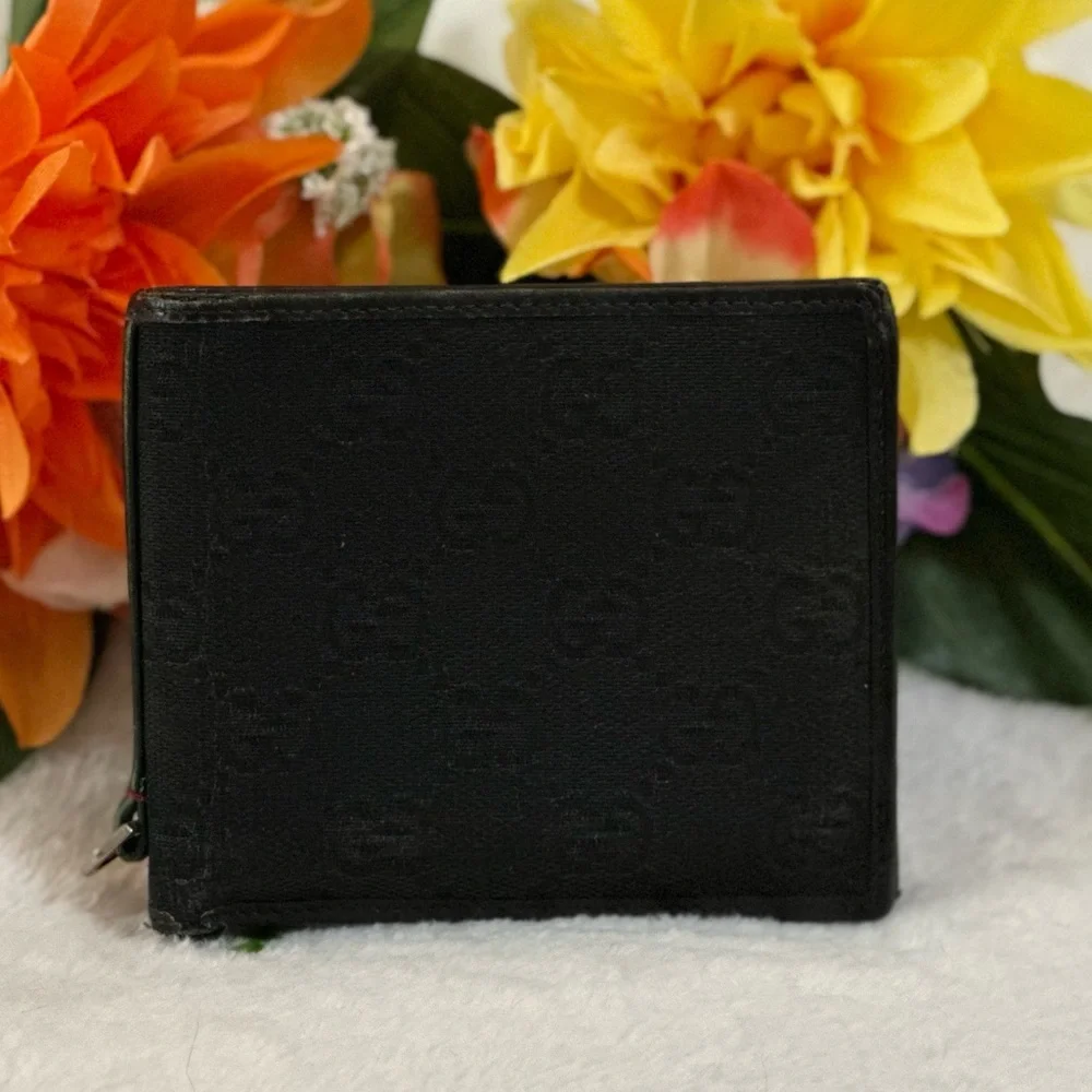MEN'S GUCCI GG MONOGRAM LOGO CANVAS LEATHER BIFOLD WALLET CLASSIC RACING STRIPE